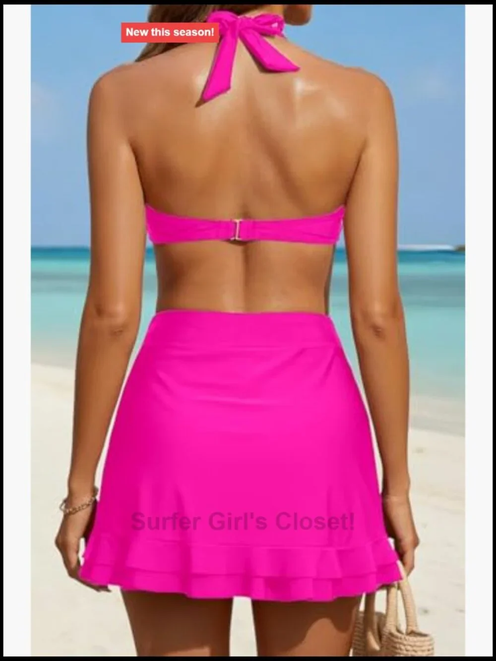 High Waisted Bikini with Skirt Two Piece Swimsuit Tummy Control Halter Bathing